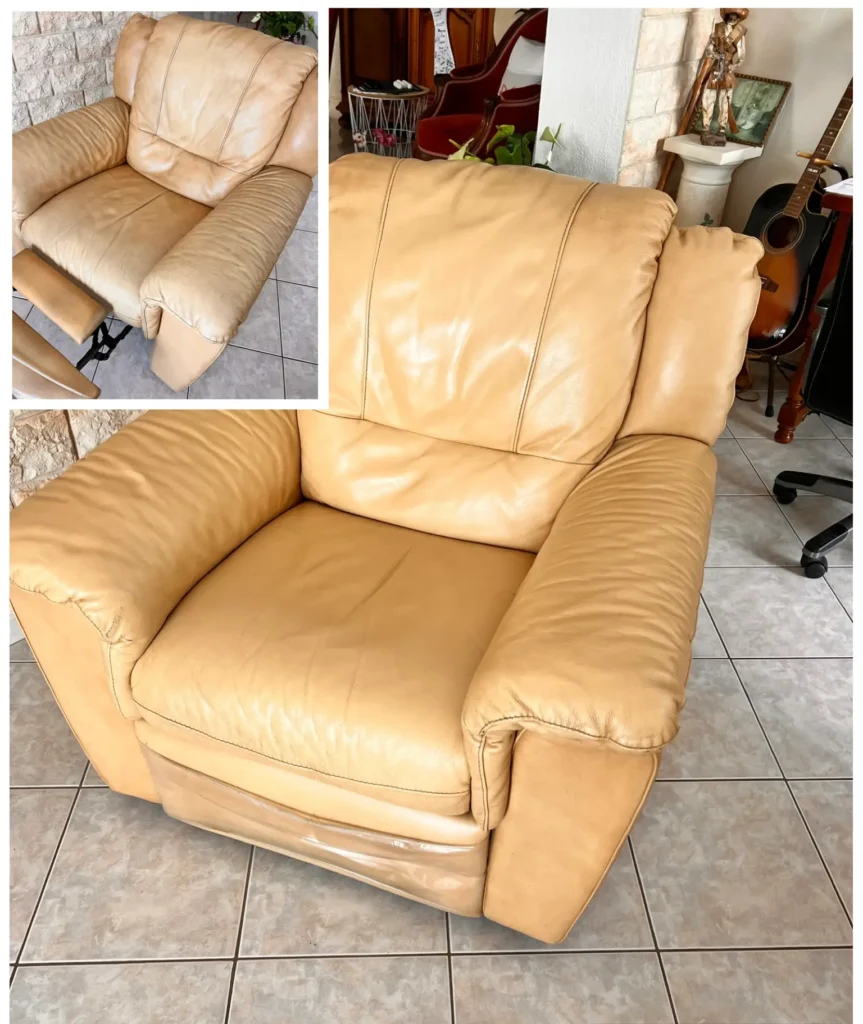 Nettoyage et soin d’un canapé en cuir pour raviver la matière.