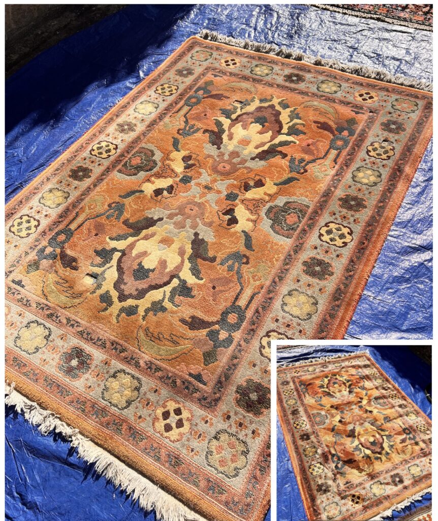 Nettoyage complet d’un tapis avec extraction des saletés profondes.